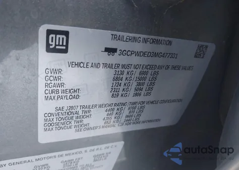 2021 Chevrolet Silverado 1500 2Wd Short Bed Rst из США, поврежденный, VIN 3GCPWDED3MG477331